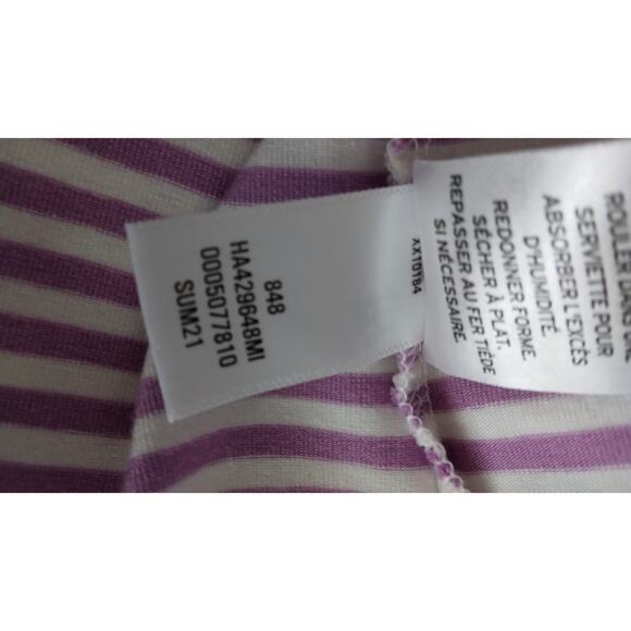 Halogen Lilac Striped Blouse Size Medium Square Neckline 3/4 Sleeve Pullover - Picture 4 of 7